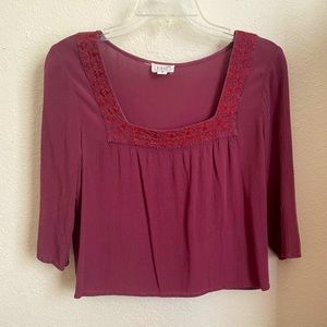 Medium LA Hearts Maroon Crop Blouse